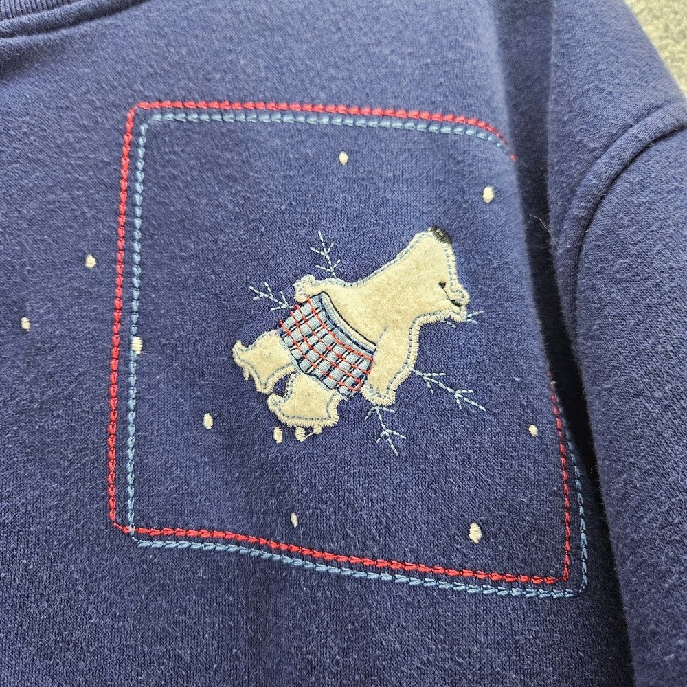 EXTRA SHENANIGANS | Polar Bear Winter Button Front Sweatshirt Navy Blue 3X VTG - Picture 3 of 14
